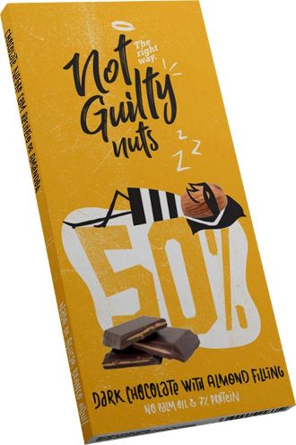 Tummasuklaalevy mantelitäytteellä 90 g, Not Guilty