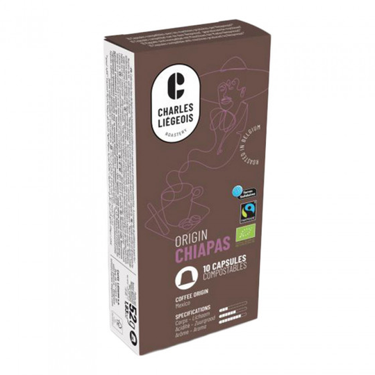 Nespresso® koneisiin sopivat kahvikapselit Charles Liégeois "Chiapas", 10 kpl.