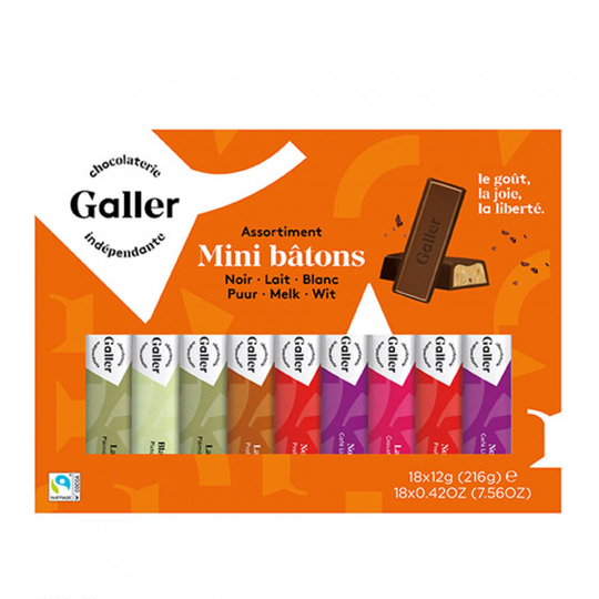 Rasia mini suklaapatukat Galler “Mini Batons Assortment”, 18 kpl.