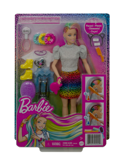 Barbie nukke – leopardikuviot ja sateenkaarihiukset