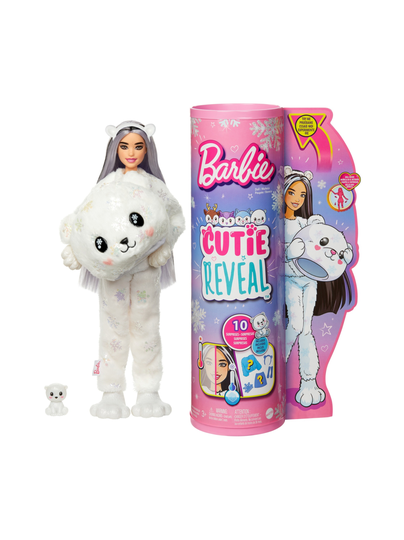 Barbie cutie reveal nukke winter sparkle, jääkarhu