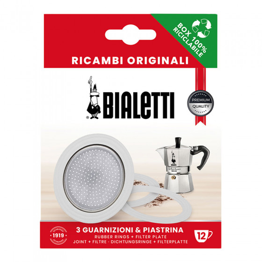Bialetti tiivisteet ja suodatinkori alumiinista valmistettuihin 12 kupin mutteripannuihin