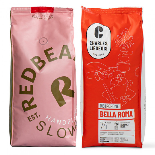 Kahvipapusetti "Gold Label Organic" + "Bella Roma"